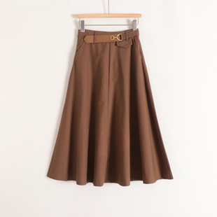 【言】莱赛尔伞形高腰A字简约百搭ol通勤上班族长款半身裙女26春