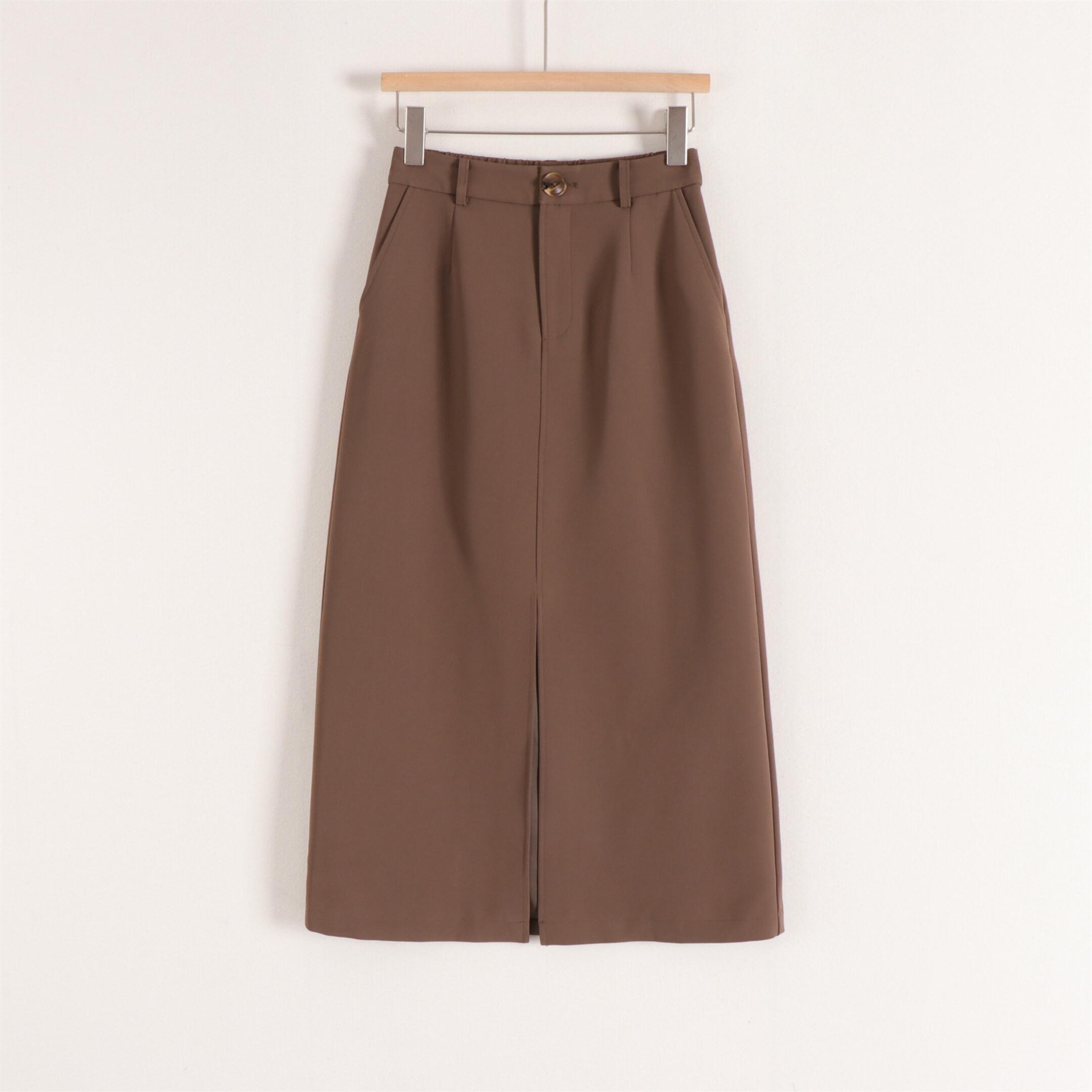 高腰直筒裙长款开叉纯色简约百搭OL通勤职业裙上班半身裙25秋装新