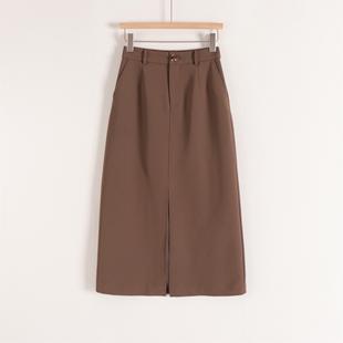 高腰直筒裙长款 新 开叉纯色简约百搭OL通勤职业裙上班半身裙25秋装