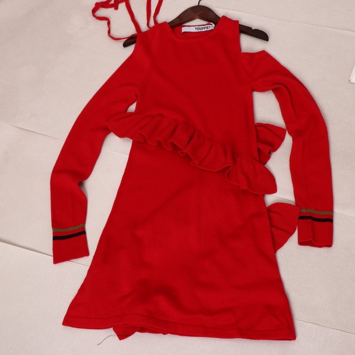 潮牌Y系漏肩A字木耳列针织长衫连衣裙2020早春女装|ruв категории Женская одежда, шерстяной свитер - от Buy2taobao.com для оказания профессиональной услуги покупки агента Taobao