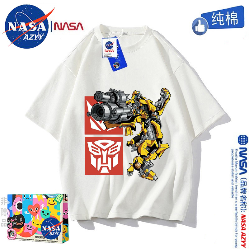 NASA大黄蜂男童纯棉T恤夏季帅气变形金刚中大儿童百搭亲子装上衣