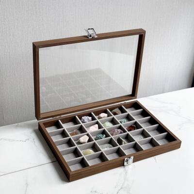 猫矿盒矿石标盒框晶标本展示收藏