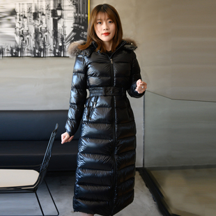 25冬新款 m家魔王蒙口羽绒服女超长款过膝修身收腰毛领白鹅绒外套