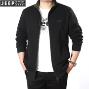 JEEP Jeep Sweater nam Zipper Zipper Áo khoác mùa thu Thể thao Loose Áo khoác mỏng đứng Cổ áo cotton - Áo len