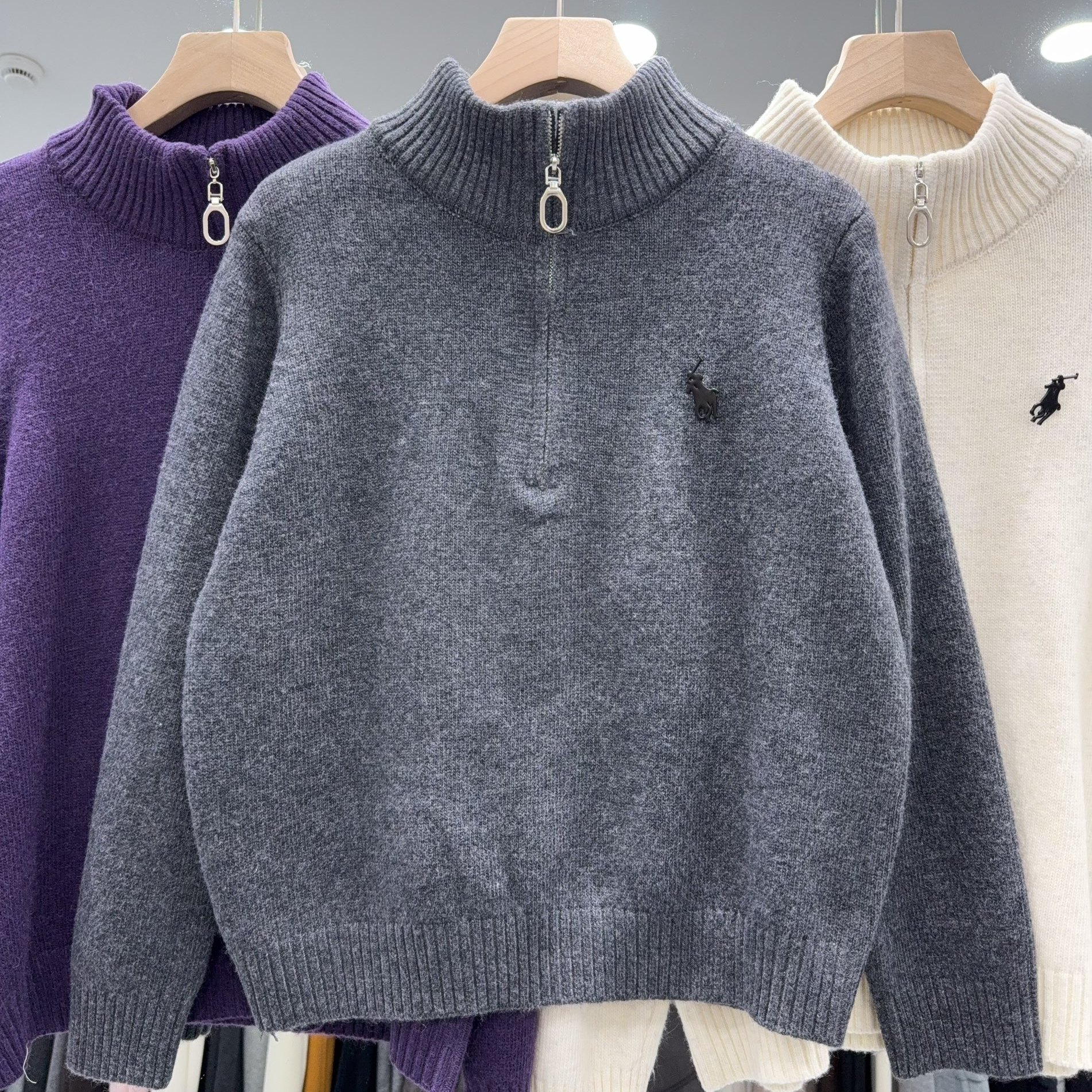 蜜熊绒立领半拉链套头毛衣冬新宽松显瘦百搭休闲针织打底衫焕0.48