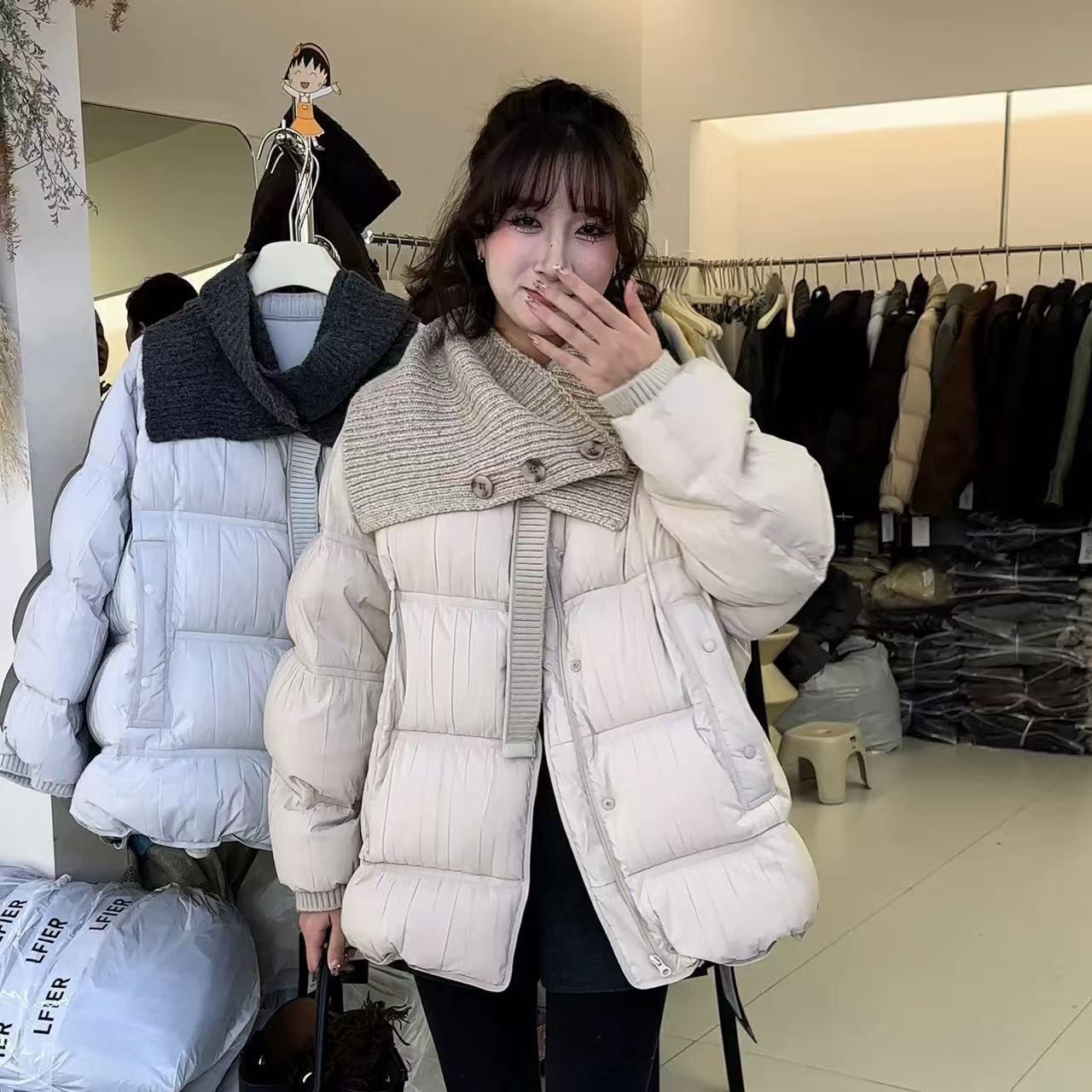 可脱卸针织围脖领羽绒服女冬季新款百搭休闲加厚保暖面包服雪0.87,女装/女士精品,羽绒服,淘宝优惠券,粉丝福利购,淘宝优惠卷