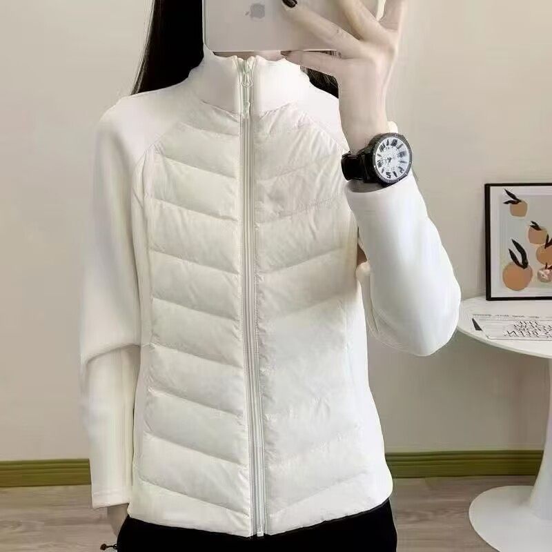 拼接立领羽绒棉服女薄款冬季新款修身显瘦轻薄保暖外套内胆磊0.44