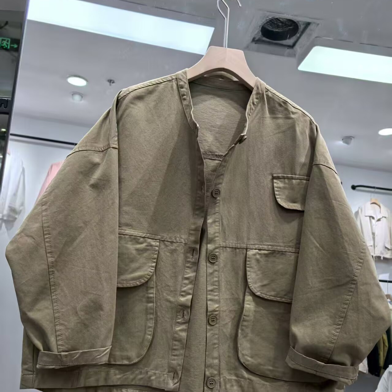 立领单排扣工装外套宽松