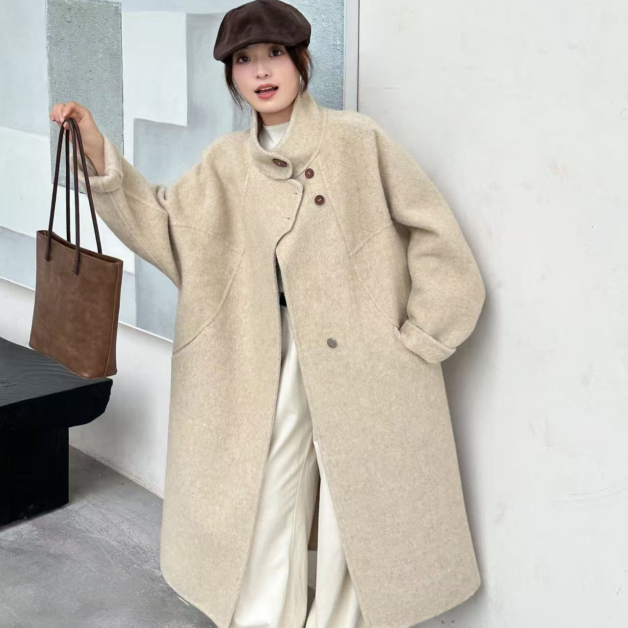 羊毛呢大衣中长款宽松
