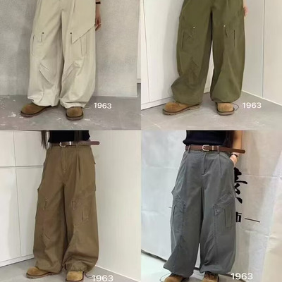 阔腿工装女秋季新款抽绳束脚高腰宽松显瘦百搭休闲哈伦裤焕0.6