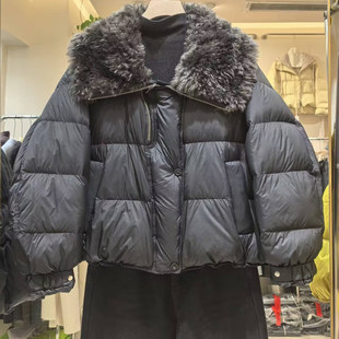 羊羔毛领羽绒服女冬季新款宽松显瘦百搭休闲加厚保暖外套雪0.57