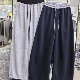 松紧腰拼色宽松显瘦百搭休闲弯刀裤 新款 霞0.55 女秋季 阔腿休闲裤