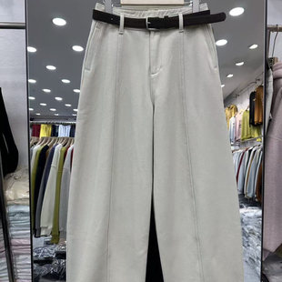 高腰百搭宽松休闲弯刀裤 新款 汪1.0 女冬季 加绒加厚阔腿牛仔裤