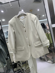 套装女春季新款V领西装外套内搭小马甲气质设计感小众两件套0.95
