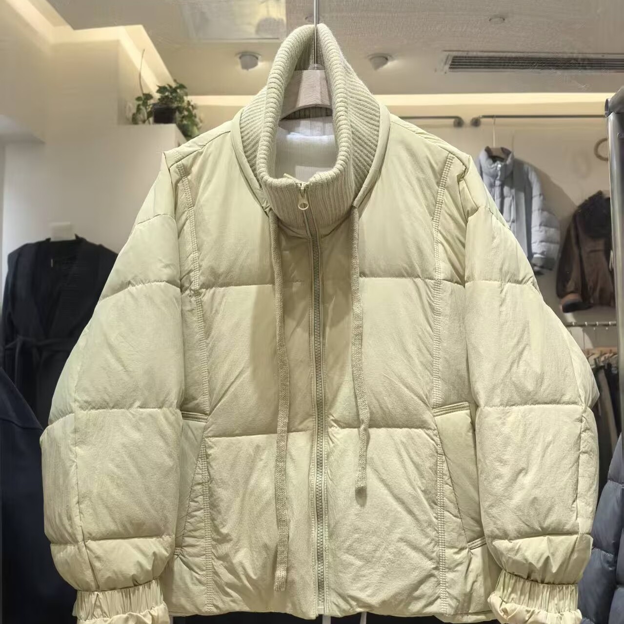 针织立领抽绳羽绒服女冬新韩版百搭宽松休闲加厚保暖外套雪0.78