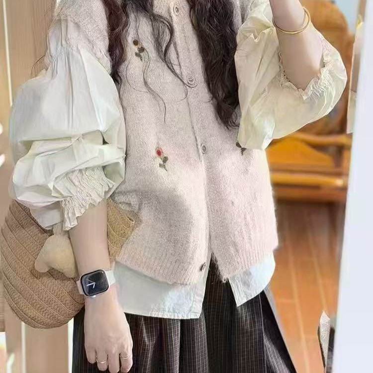 刺绣针织马甲背心宽松