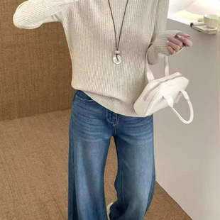 显瘦百搭休闲针织打底衫 修身 特0.25 新款 半高领套头毛衣女冬季