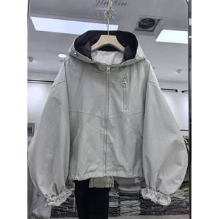 连帽拉链短夹克外套女春新休闲百搭韩版简约显瘦宽松百搭度0.56