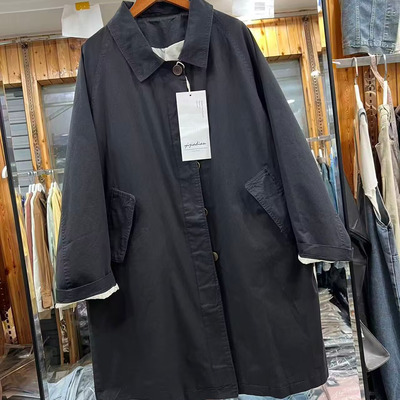 翻领单排扣风衣外套宽松