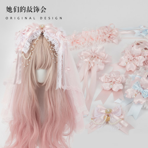 Lolita樱花树下的告白粉色发饰