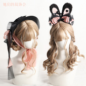 lolita头饰黑粉洛丽塔发饰黑甜法式 扁帽可搭甜心屋Kitty手作小物