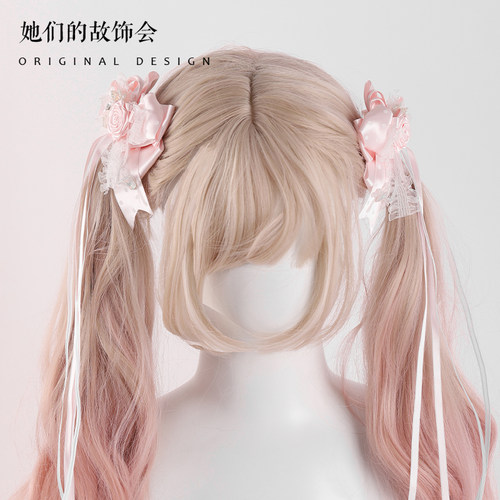 原创手作温柔甜美蝴蝶结飘带发夹