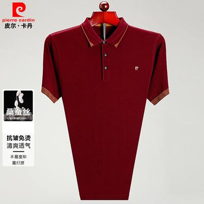 皮尔卡丹男士桑蚕丝t恤短袖POLO