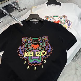 夏季新款虎头印花短袖T恤男士时尚潮牌休闲打底纯棉舒适上衣体恤