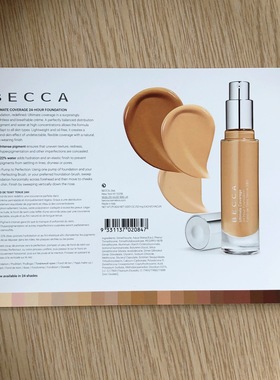 满百包邮现货美国原装小样BECCA24小时持久覆盖遮瑕粉底试色卡