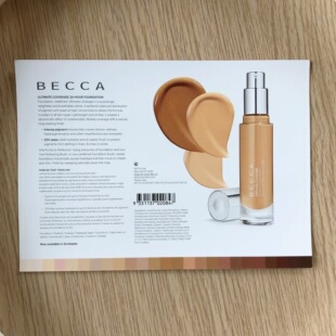 现货美国原装 小样BECCA24小时持久覆盖遮瑕粉底试色卡 包邮 满百
