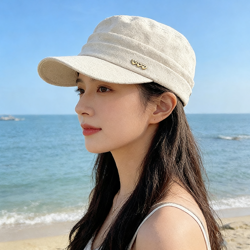 韩版棉麻褶皱爱心马术帽子女春夏时尚百搭报童帽复古显脸小鸭舌帽