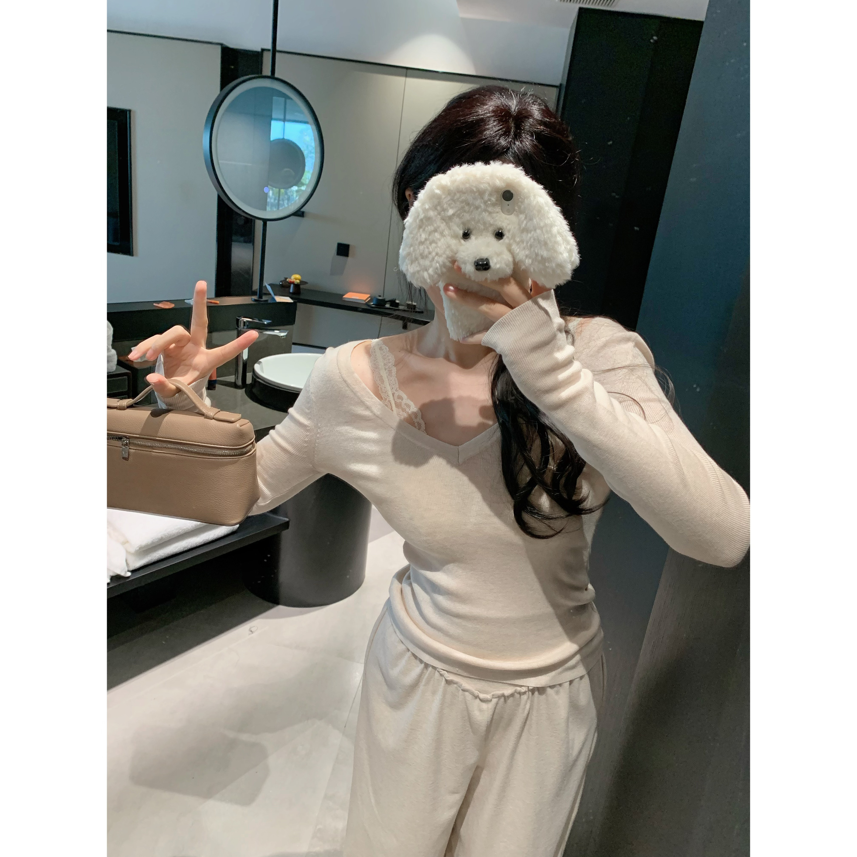 针织衫前v后圆城南边儿