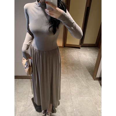 连衣裙两个版型长款圆领高领