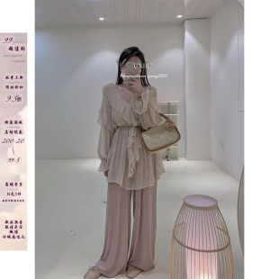 城南边儿4.13浪漫仙骨 两件套  宽松雪纺上衣花边维美慵懒防晒衫