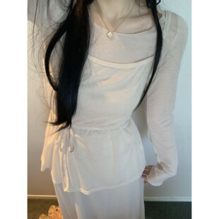 温柔浅杏吊带 10.20柔情降温套组新色 半裙两件套 现货