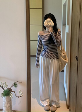 城南边儿9.13棉花糖系列~花瓣裤多层压褶边裤子休闲松紧腰长裤