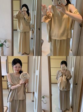 城南边儿9.13早秋万能公式~亚麻空气层肌理棉三件半裙+背心+罩衫