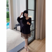 短罩衫 城南边儿8.10云感天丝系列 藏青套组软绵绵长 半裙