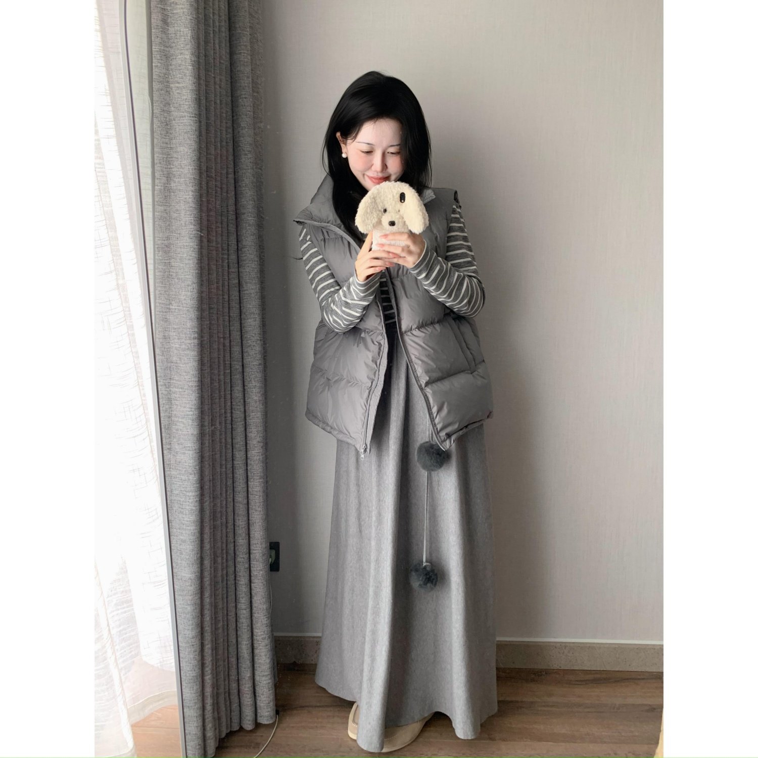 城南边儿12.8暖暖毛球灰色针织大摆裙百褶松紧腰长裙,女装/女士精品,毛针织衫,淘宝优惠券,粉丝福利购,淘宝优惠卷