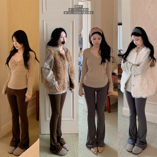 【现货】11.9包芯纱粗芯羊绒棉380g磨毛打底微喇裤+屁帘+小脚裤