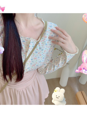 【11.9开59元3件】9.19 软糯可爱小碎花上衣弹力螺纹棉舒适小外