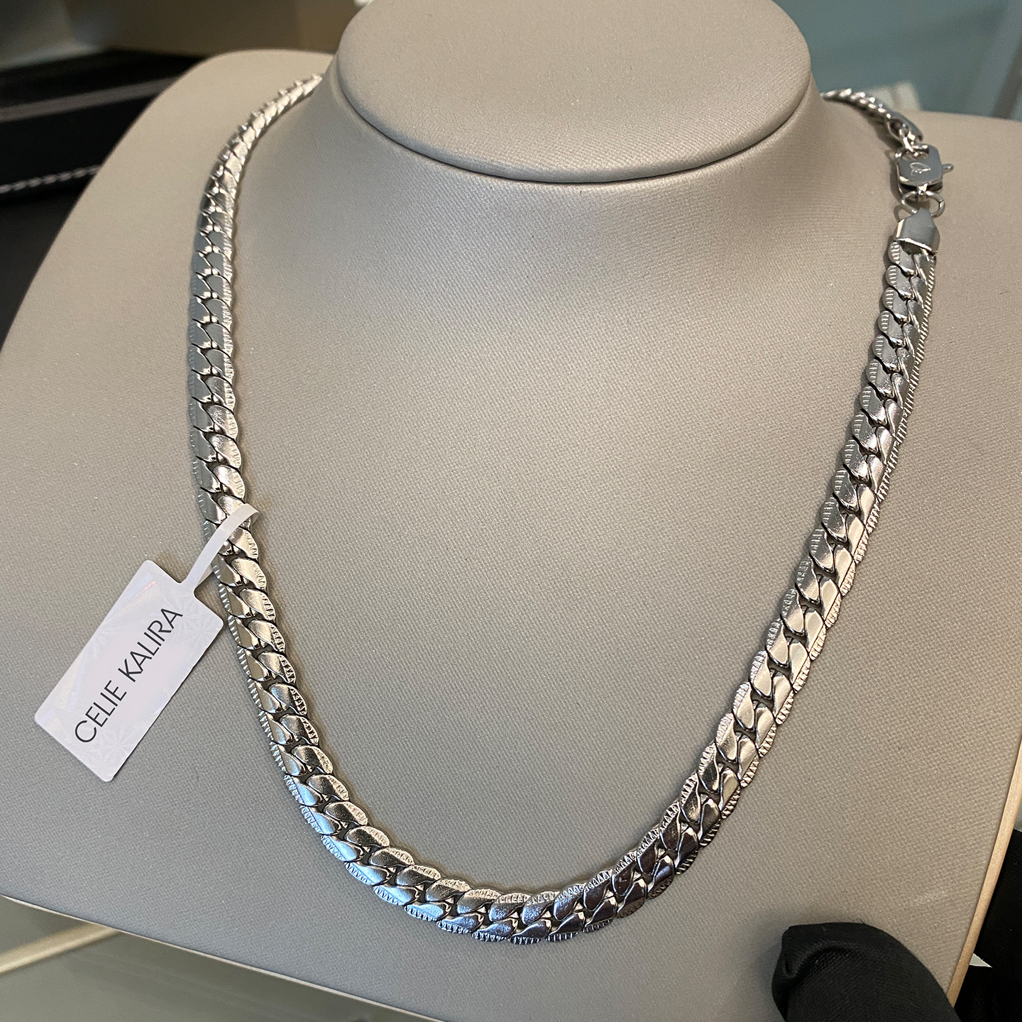 CELIE KALIRA小众麦穗压花古巴扁链男女项链不褪色百搭情侣礼物