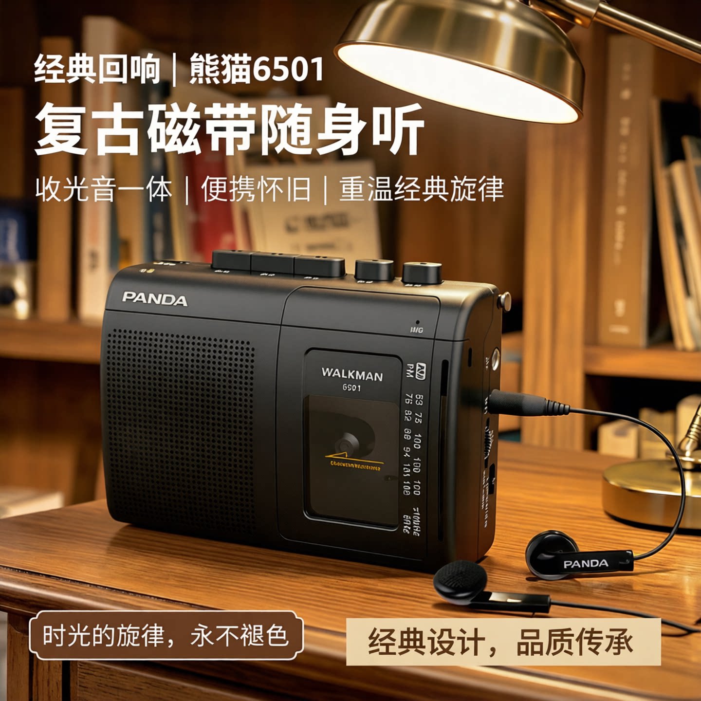 熊猫6501收音机磁带播放机卡带机播放器收录录音机老式单放随身听