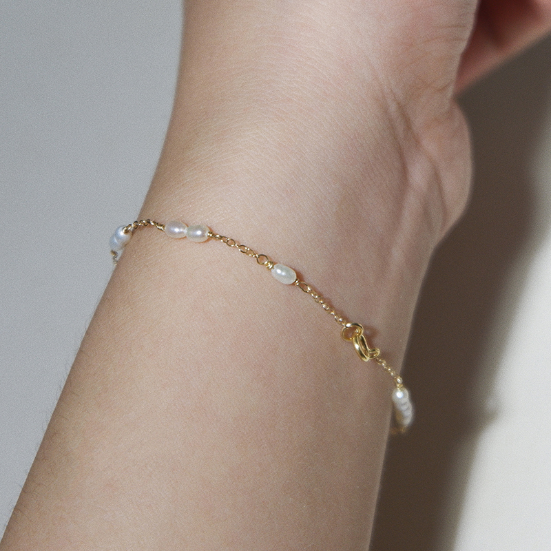 unelge珍珠手链简约日常14k注金