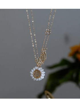 向日葵多种戴法小众项链新品