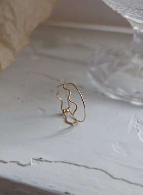 UNELGE女包金简约双层戒指