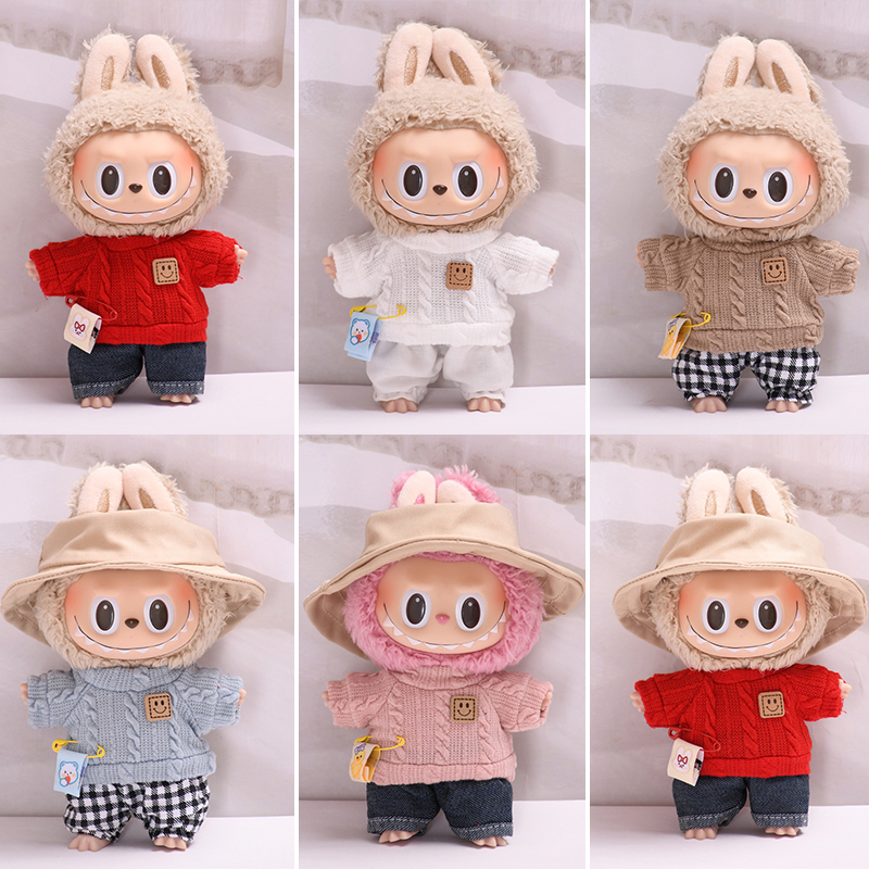 labubu衣服一二三代通用17cm拉布布T恤小短裤钥匙扣labubu娃衣