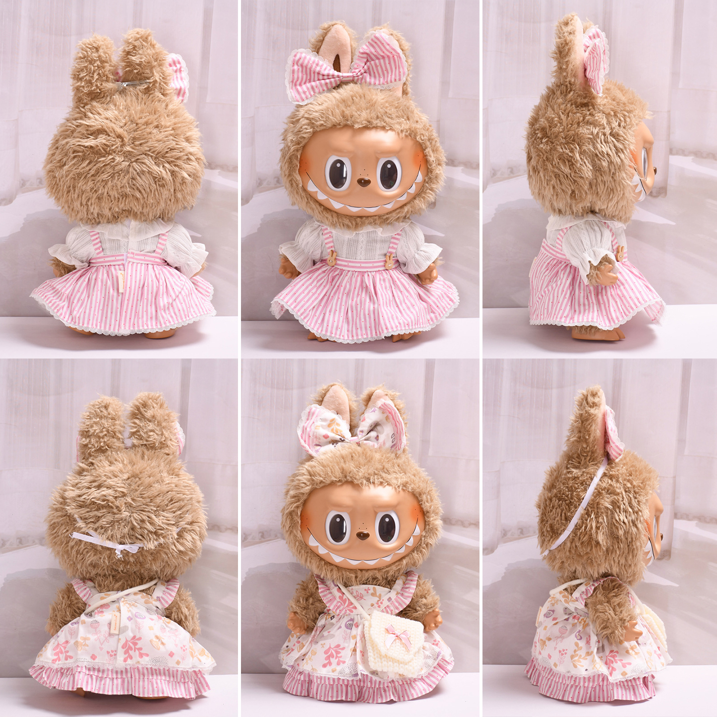 37cm拉布布着替labubu衣服碎花连衣裙套装Labubu娃衣换装搪胶公仔