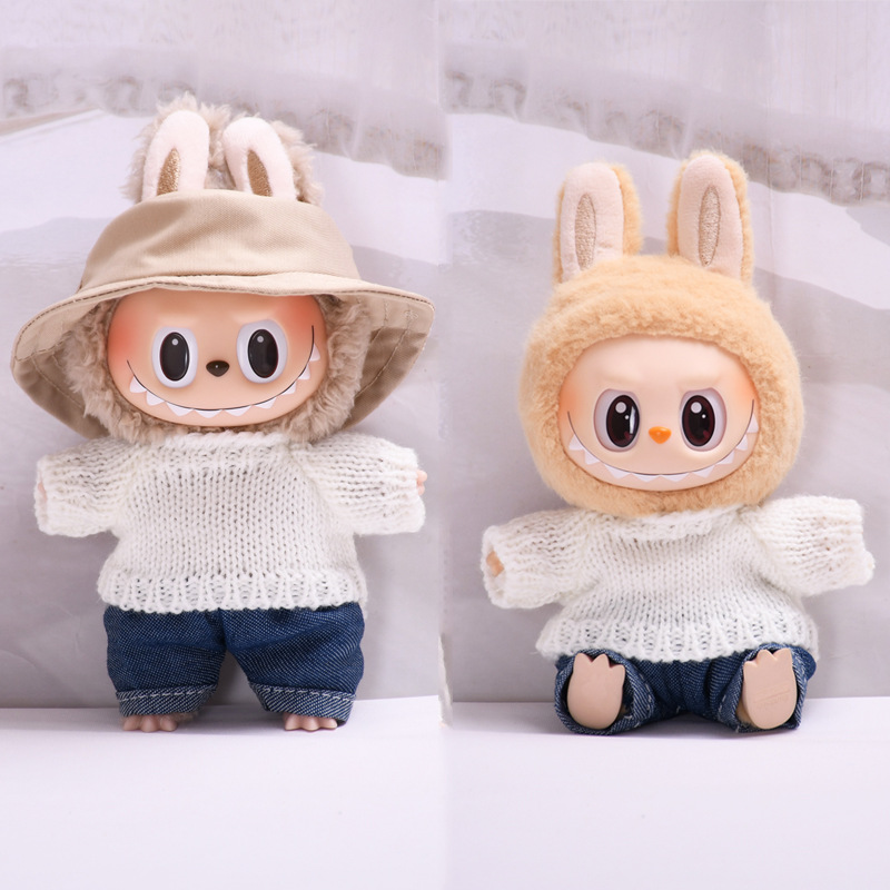Labubu着替娃衣白色毛线衣一代二代挂件拉布布衣服盲盒坐坐派对