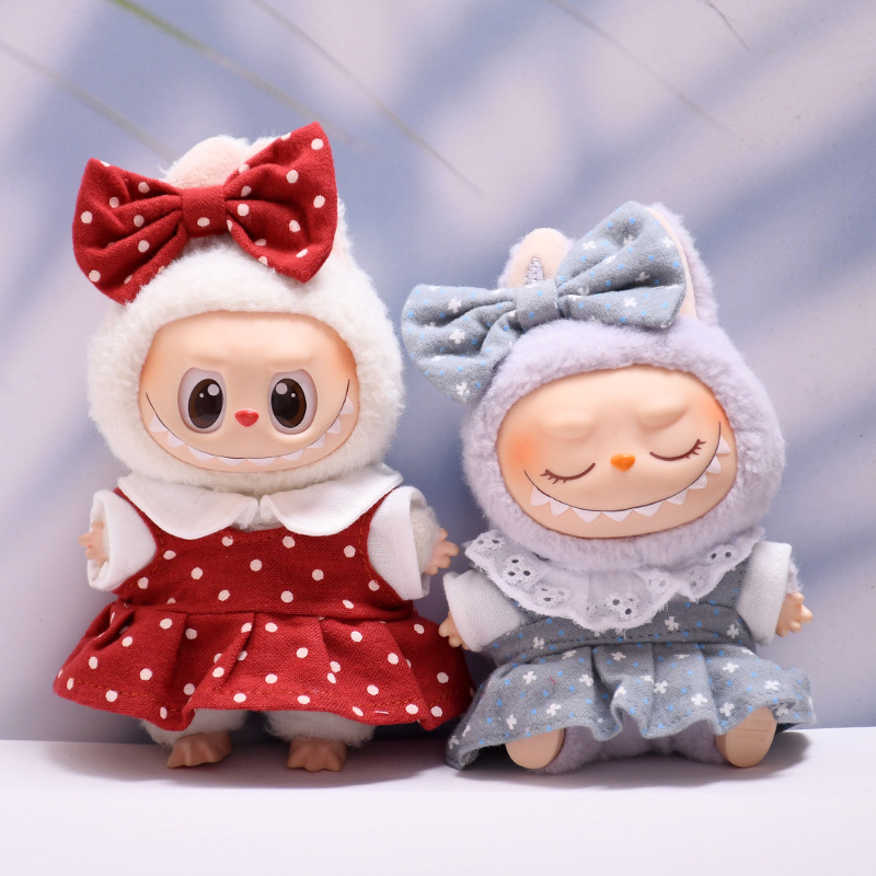 挂件Labubu娃衣一二三代蝴蝶结点点裙套装衣服拉布布着替前方高能